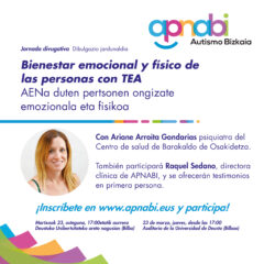 APNABI aborda el bienestar físico y emocional de las personas con TEA en una jornada divulgativa el 23 de marzo