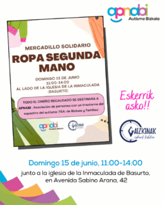 Las escaut Gaizkinak organizan un mercadillo solidario a favor de APNABI el 15 de junio en Basurto